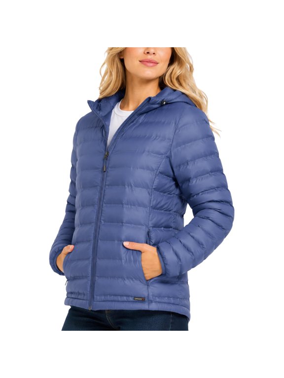 Packable Puffer Jacket Womens with Hood - Warm Lightweight Travel Full Zip Quilted Womens Puffy Coat for Winter