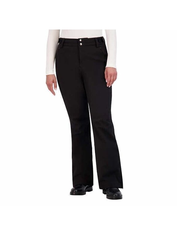 Snow Pants Women's 4-Way Stretch Water Resistant Fleece Lined (Large, Black)