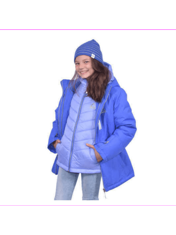 Youth 3-in-1 System Jacket W/Beanie, Larkspur/Lilac, Medium 10/12 - NEW