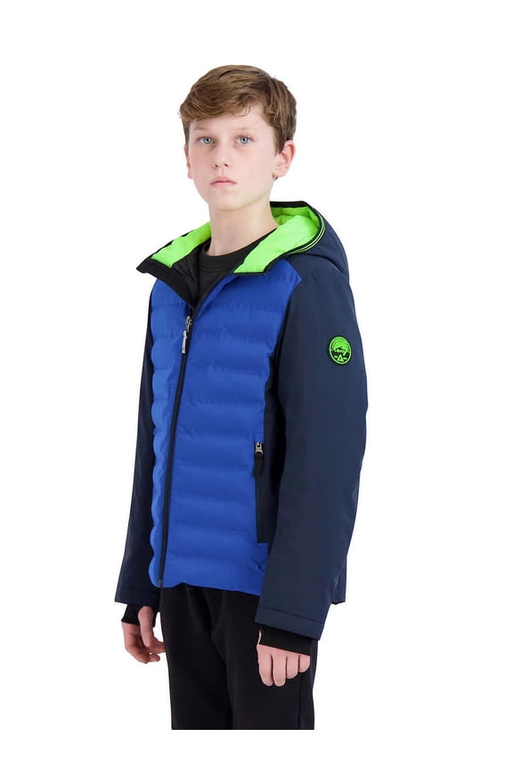 Youth Boy's Full Zip Polyfill Welded Jacket with Hood Blue XS/5-6