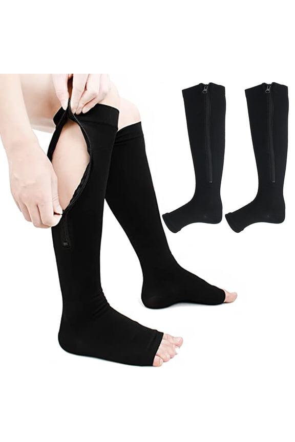 20-30mmHg Compression Zip Up Socks Zipper Leg Support Unisex Socks Knee Slimming