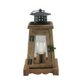 Gerson 10" Brown and Black LED Lighted Trapezoid Hanging Indoor Lantern ...