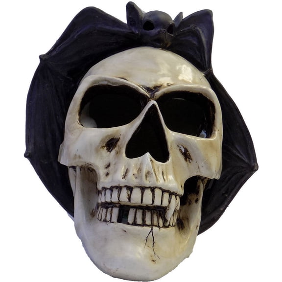 Gerson 11.5" Resin Skull & Bat with Light & Sound Halloween Decoration