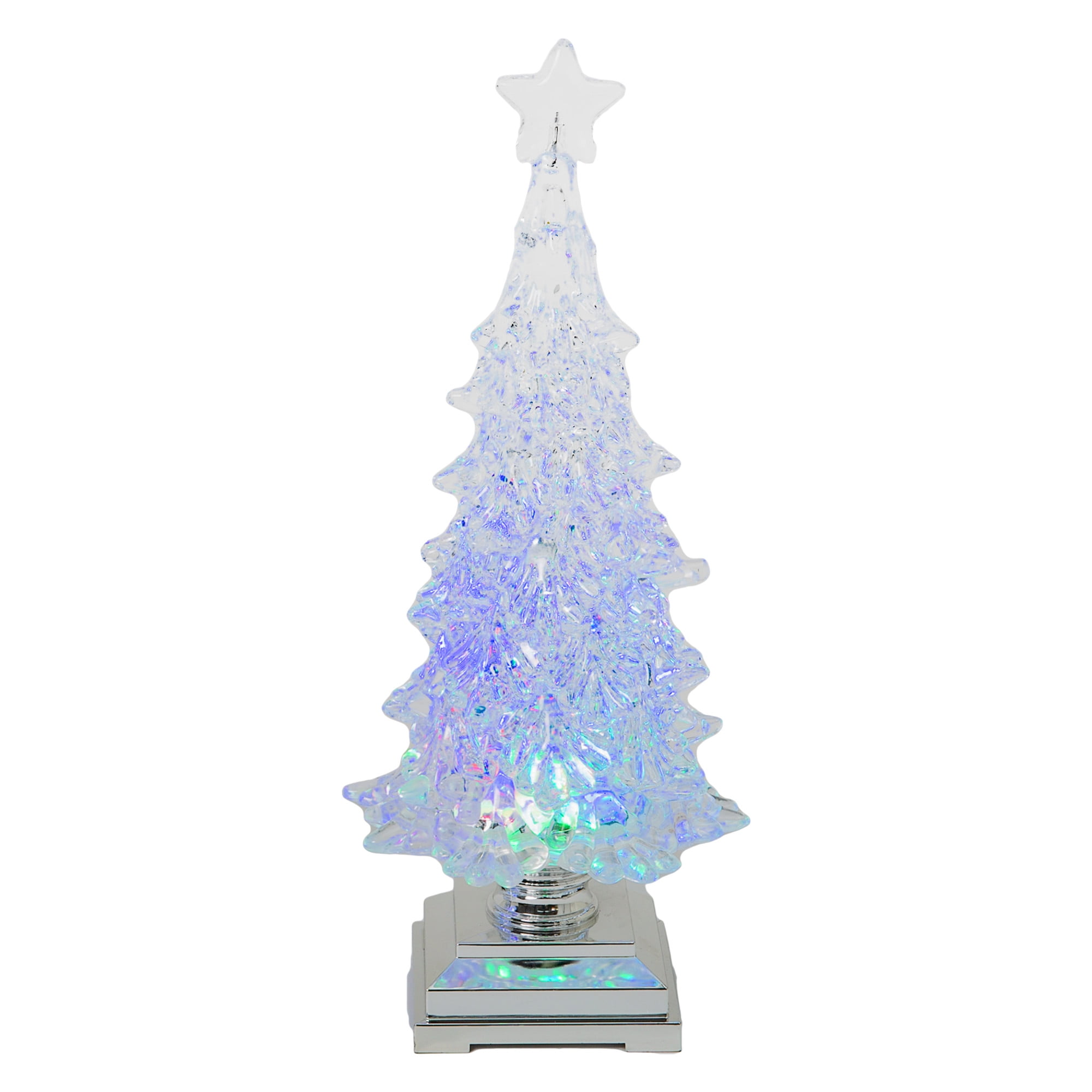 12.6" Clear Resin LED Spinning Water Globe Christmas Tree