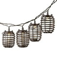 Gerson 12Foot Long Solar Patio Light Strings with Rattan Shade Covers