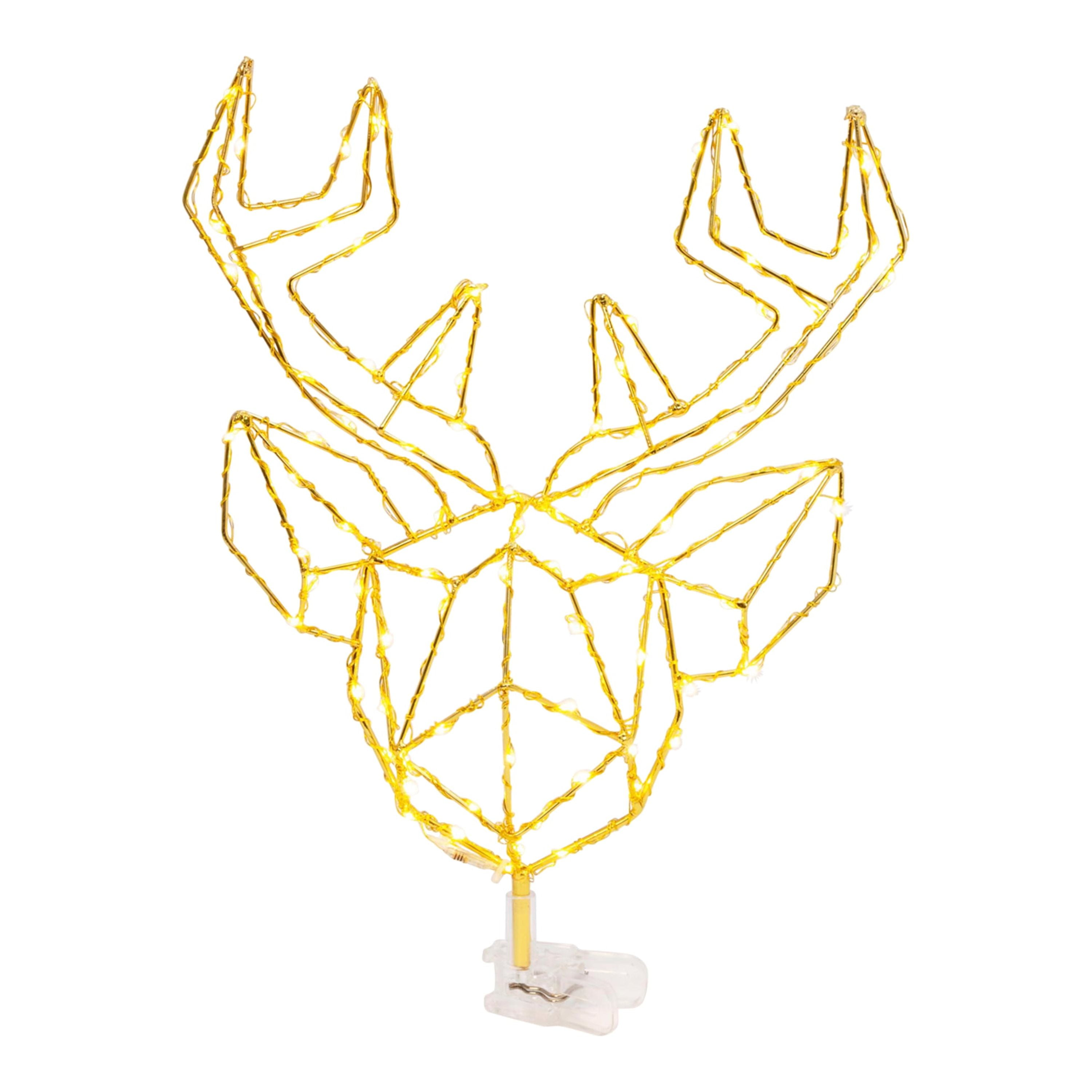 Gerson 14.5inch Tall LED Wrapped Electric Deer Head Tree Topper