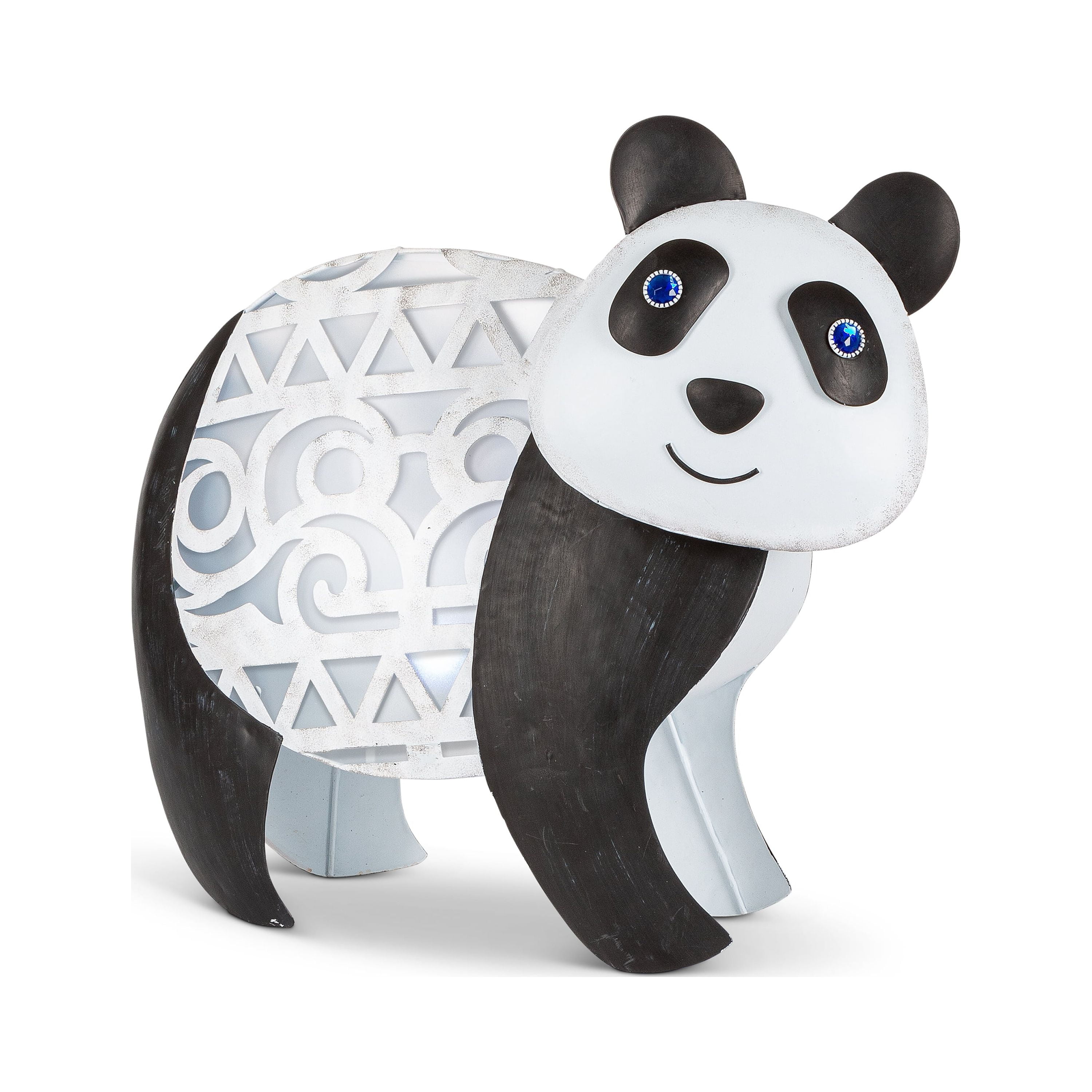 Gerson 17" Black and White Metal Panda Bear Solar Light