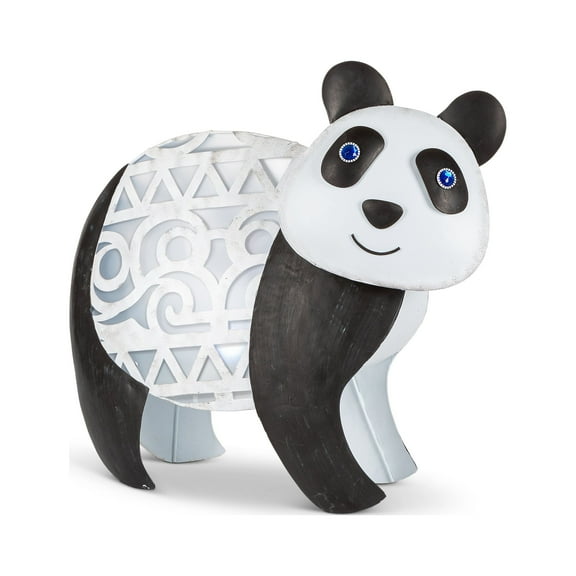 Gerson 17.32"H Solar White/Black Large Panda Bear
