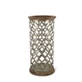 thumbnail image 1 of Gerson 17.5-Inch Tall Rustic Lantern with Wood Base and Top and Die Cut Galvanized Metal Body, 1 of 2