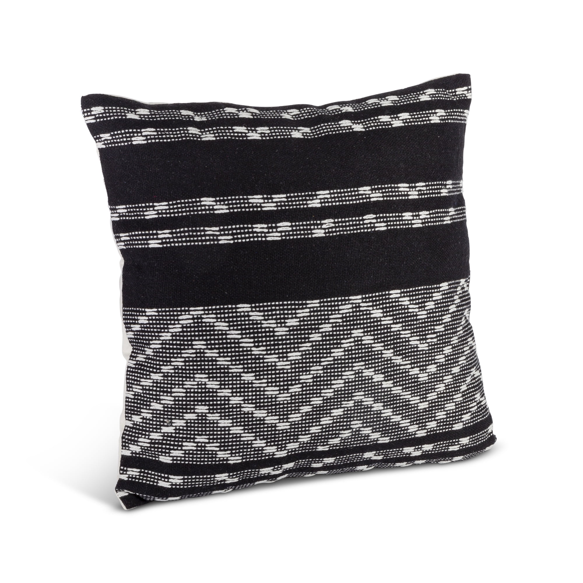 Ebony and Ivory Woven Cotton Square Throw Pillow