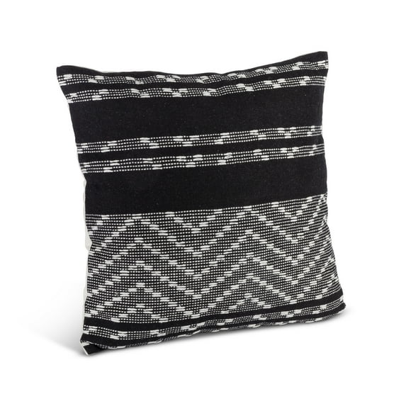 Gerson 95135 - 18"L x 18"W Black and Ivory Cotton Woven Square Pillow Home Goods