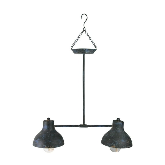 Gerson 19.75" Blue and Black Distressed Decorative Lighted Hanging Lantern