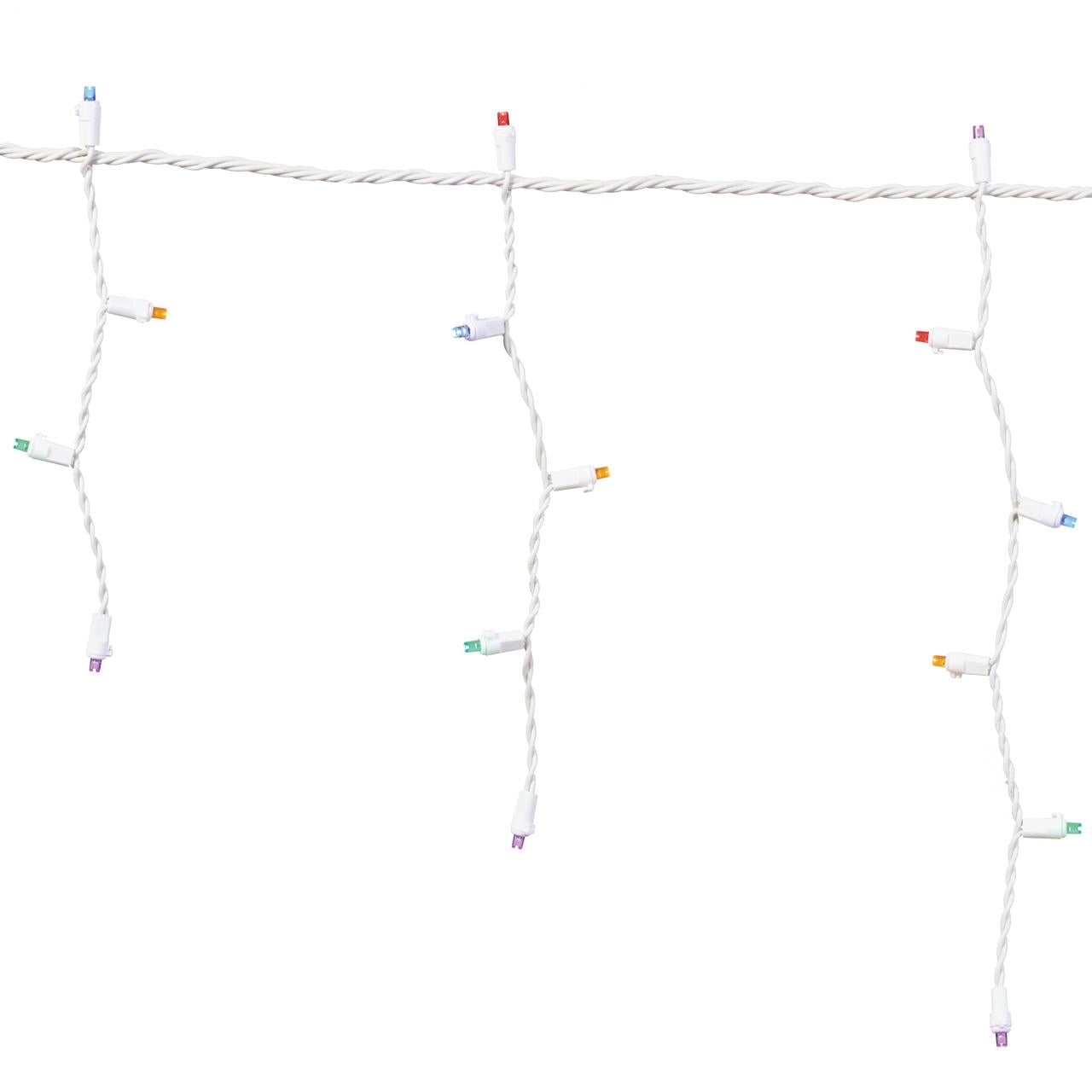 Indoor/Outdoor 200-Count LED 8 Function-Sync Icicle Christmas Lights, Multicolor, 24', Holiday Time