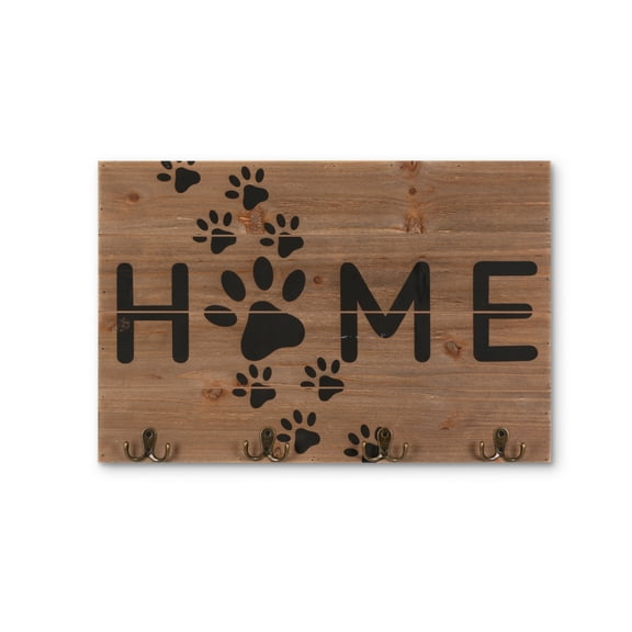 Gerson 21in L Wooden Pet Themed "Home" Wall Art with Hanging Hooks