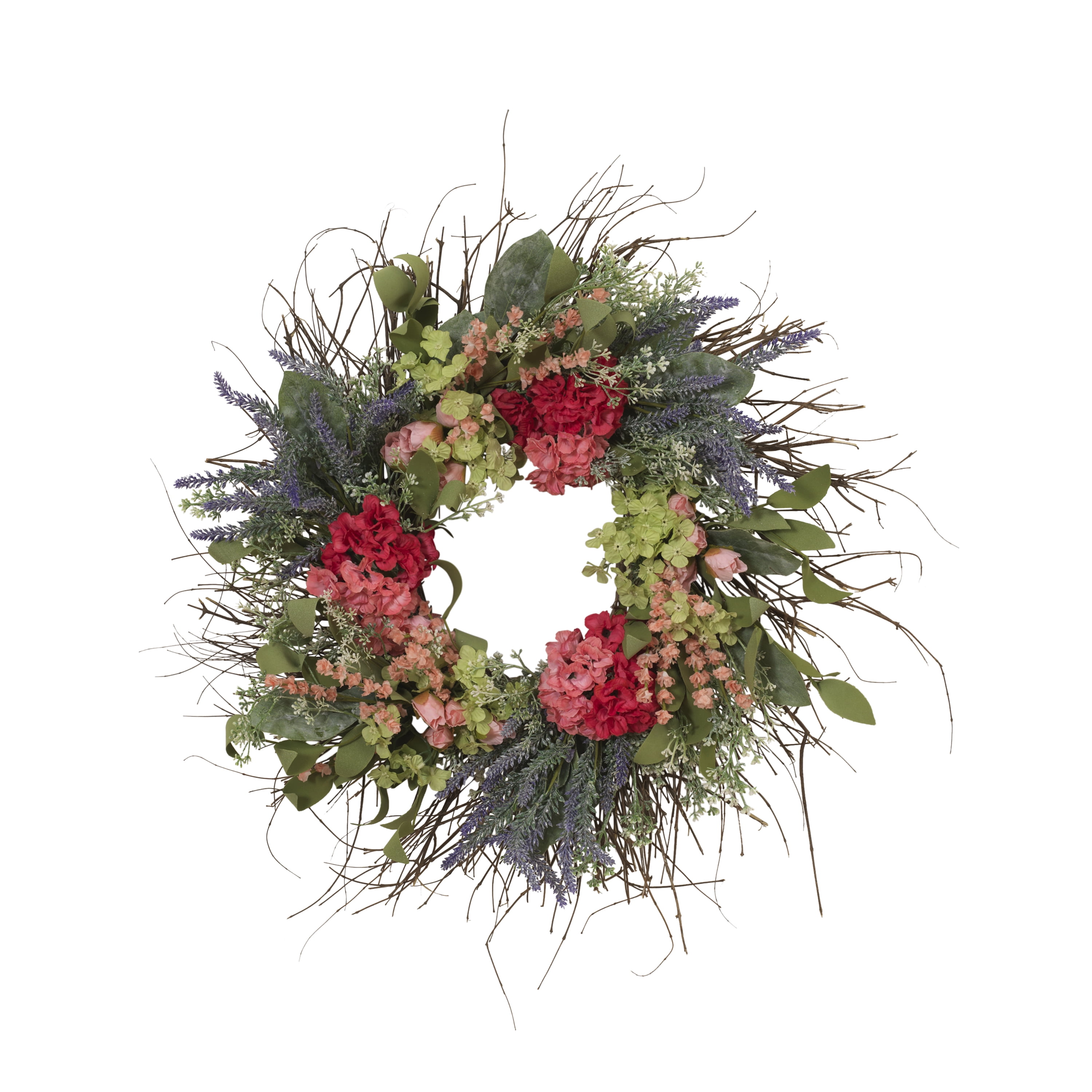 24 Inch Natural Twig and Mixed Flower Spring Wreath