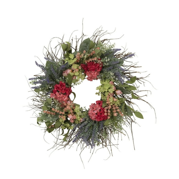 24 Inch Natural Twig and Mixed Flower Wreath