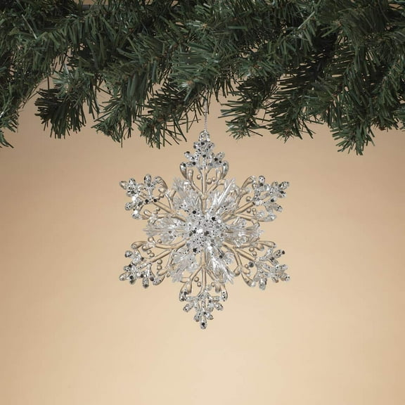 Gerson 2618580 White Plastic Snowflake Ornament 4.9" H