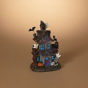 Gerson 2650350 Battery Operated Lighted Resin Haunted House Lighted Building, 11.6-inch Height