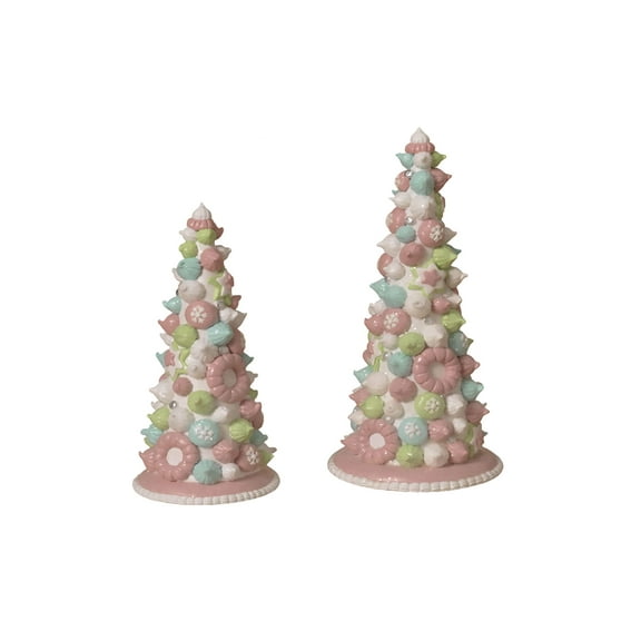 Gerson 2656780 Clay Dough Holiday Ice Cream Trees Figurine, Set of 2