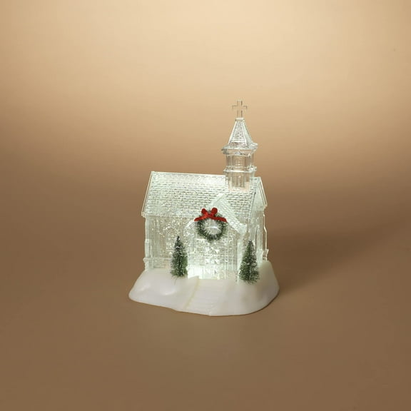 Gerson 2660080 Battery Operated Lighted Holiday Spinning Water Globe Church, 9.25-inch Height