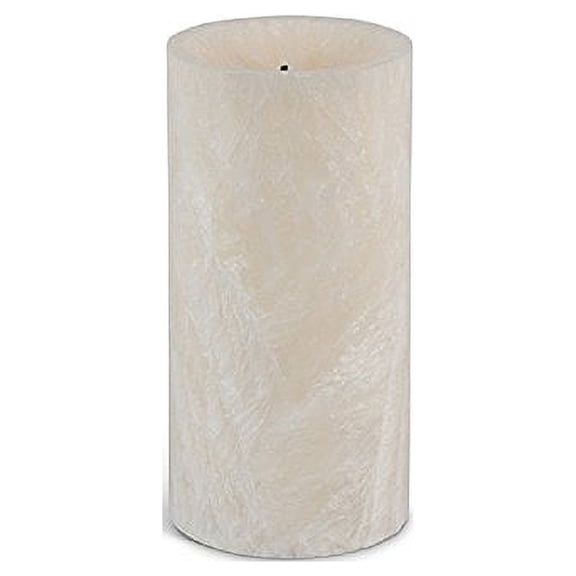 Gerson 3"D x 6"H Wax Glow Wick Ice Effect Wavy Edge Candle, Bisque Color with Full Body Glow and Warm White LED with Soft Glow Flicker