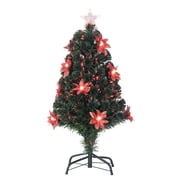 Gerson 3 ft. Pre Lit Multi Color Changing Fiber Optic Poinsettia Tree