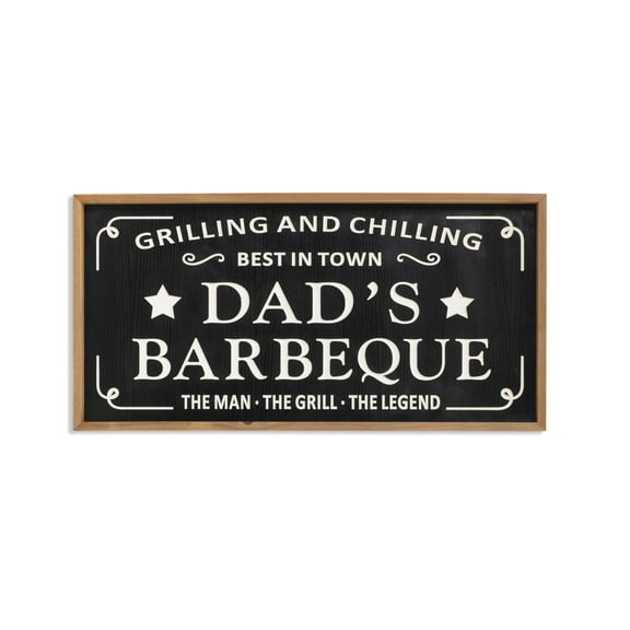 31.5 Inch Wood Engraved DADS BARBEQUE Wall Sign