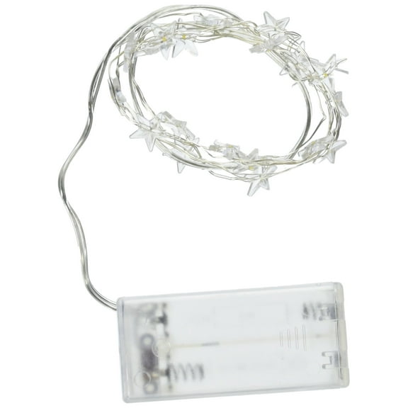 The Gerson Company 39194 40" Battery Operated LED Light String with Clear Acrylic Stars, Warm White