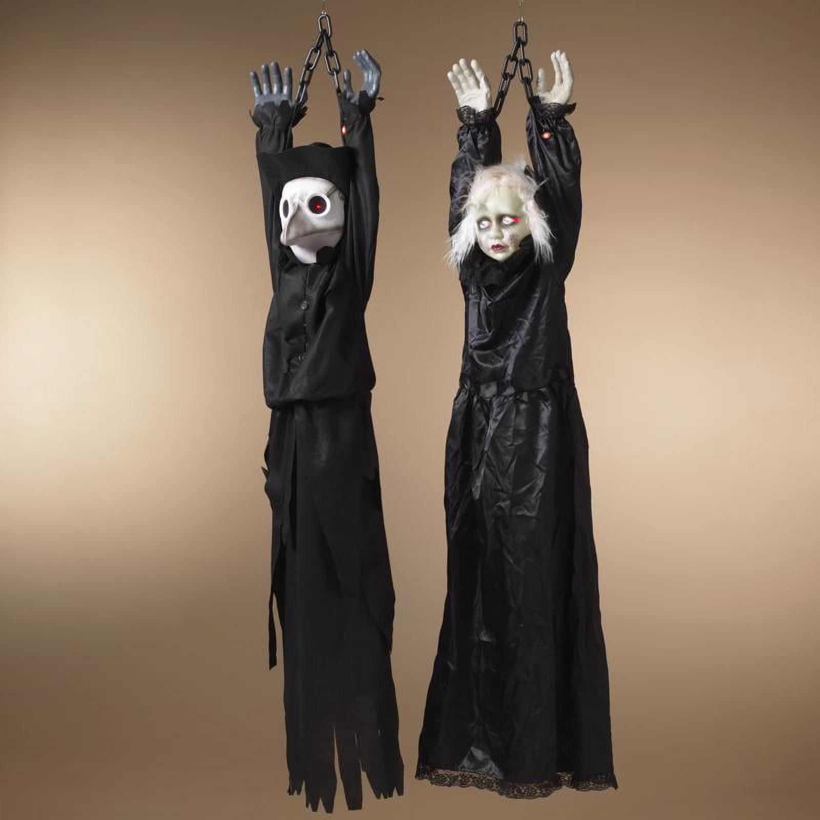 Gerson 4 ft. Black Plastic Lighted Animated Hanging Halloween Figurines