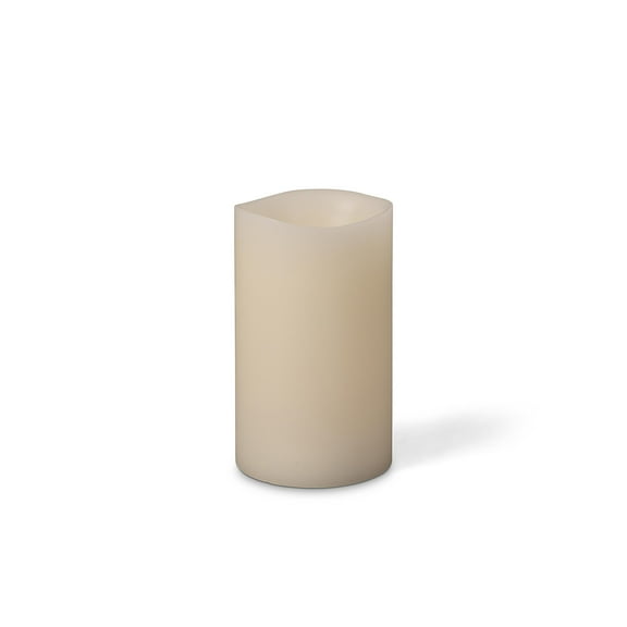 Gerson 42968 - 3" x 4" Bisque Faux Blackened Wick (Vanilla Scent) Wavy Edge Battery Operated Full Candle Glow LED Wax Candle Light with Timer
