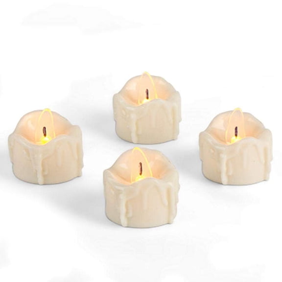 Gerson 43831 - 1.6" x 1.2" Bisque Wavy Edge Battery Operated LED Tealights (4 pack)
