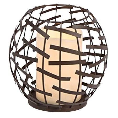 Gerson 43884 - 6" Metal Strip Lantern Wavy Edge Battery Operated LED Candle with Timer