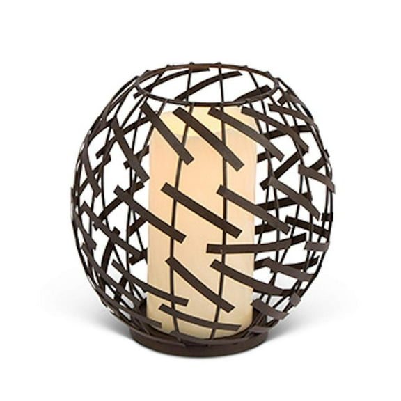 Gerson 43885 - 7.3" Metal Strip Lantern Wavy Edge Battery Operated LED Candle with Timer