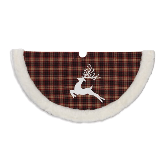Gerson Company 48-In D Buffalo Plaid Tree Skirt w/ Deer