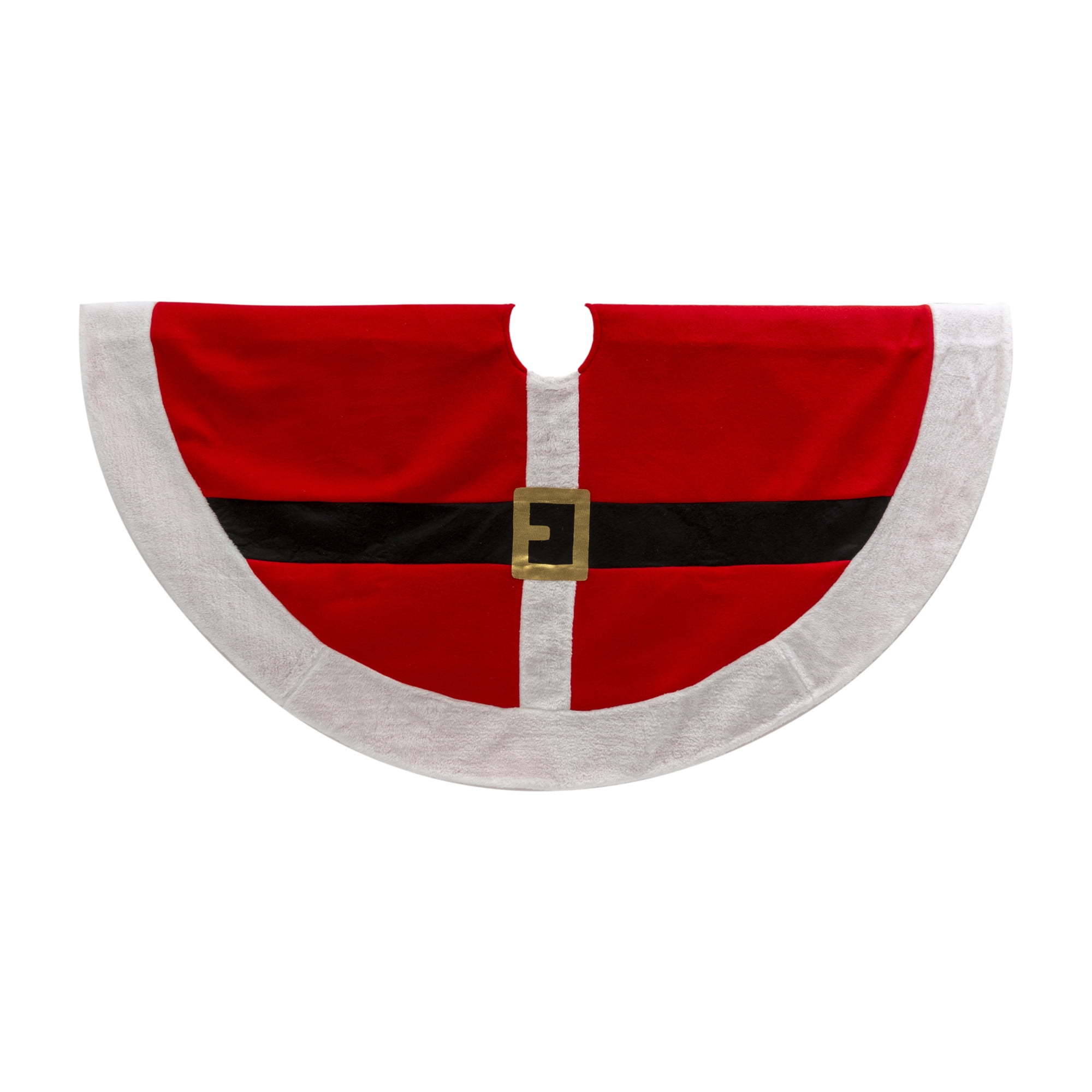 Santa's Red and White Fabric Christmas Tree Skirt, 48 Inches