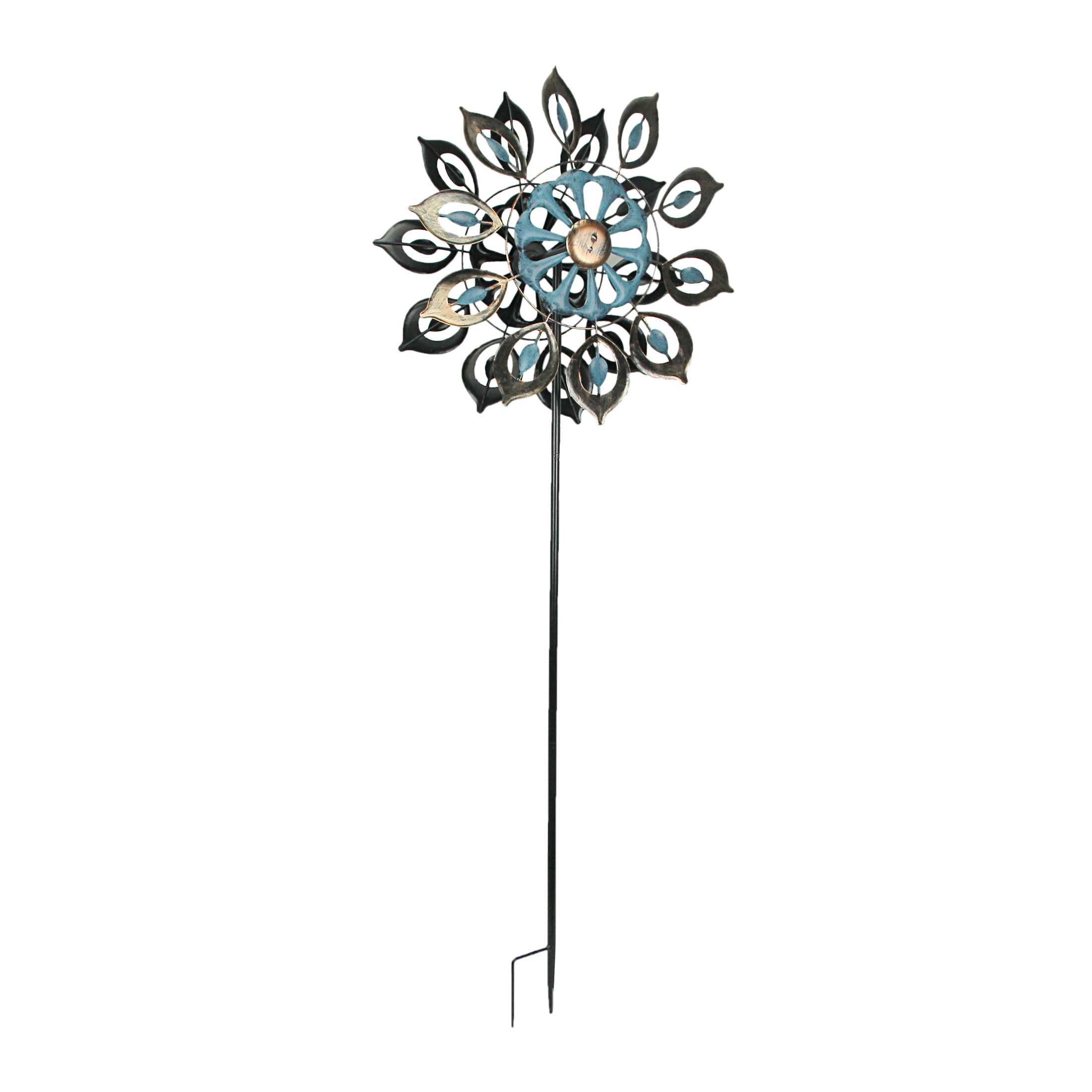 Gerson 51 inch Copper Blue Metal Wind Spinner Garden Stake Yard Art