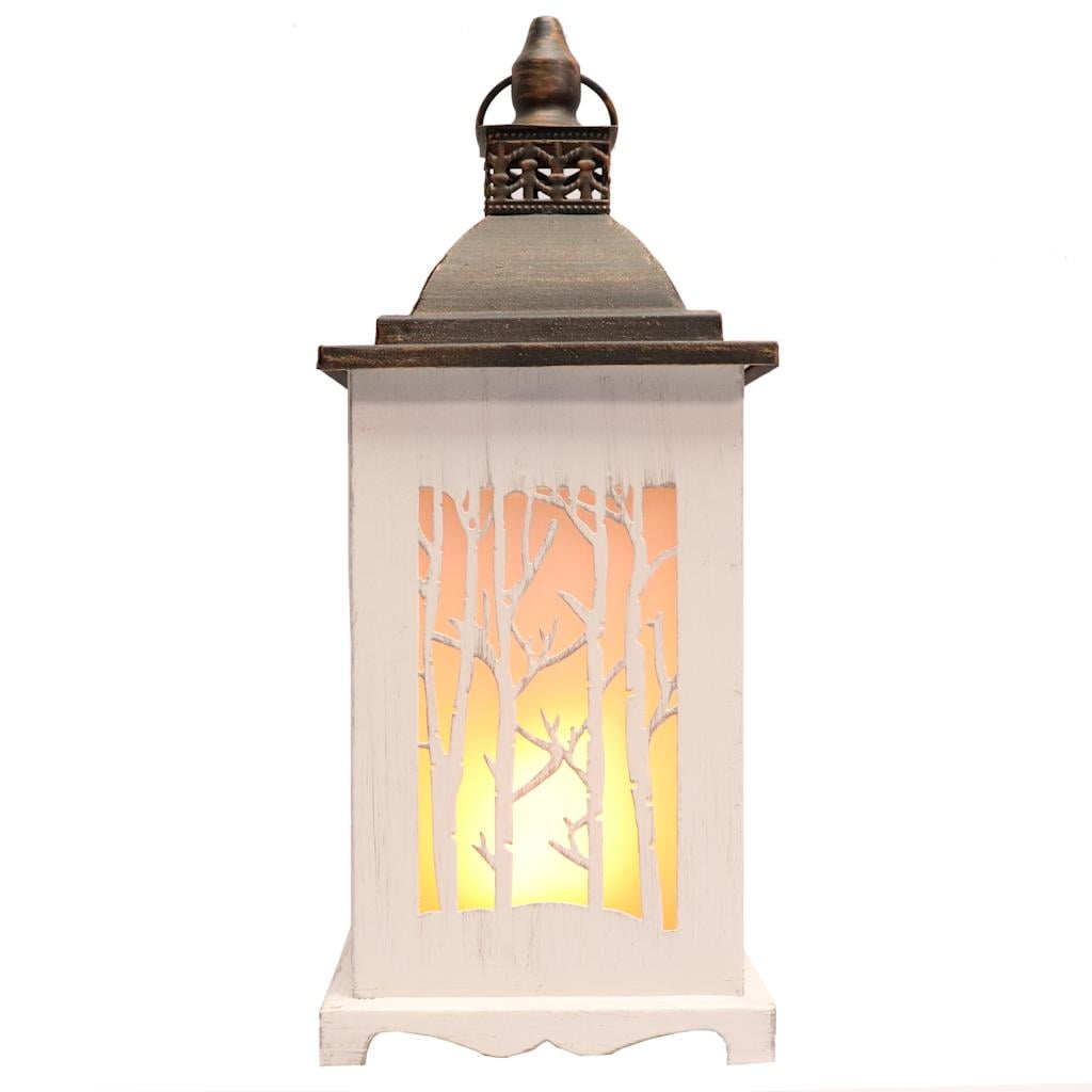 Gerson 56574 - 13.1" Battery Operated LED Lantern (13.1"H B/O Lighted Metal Winte)