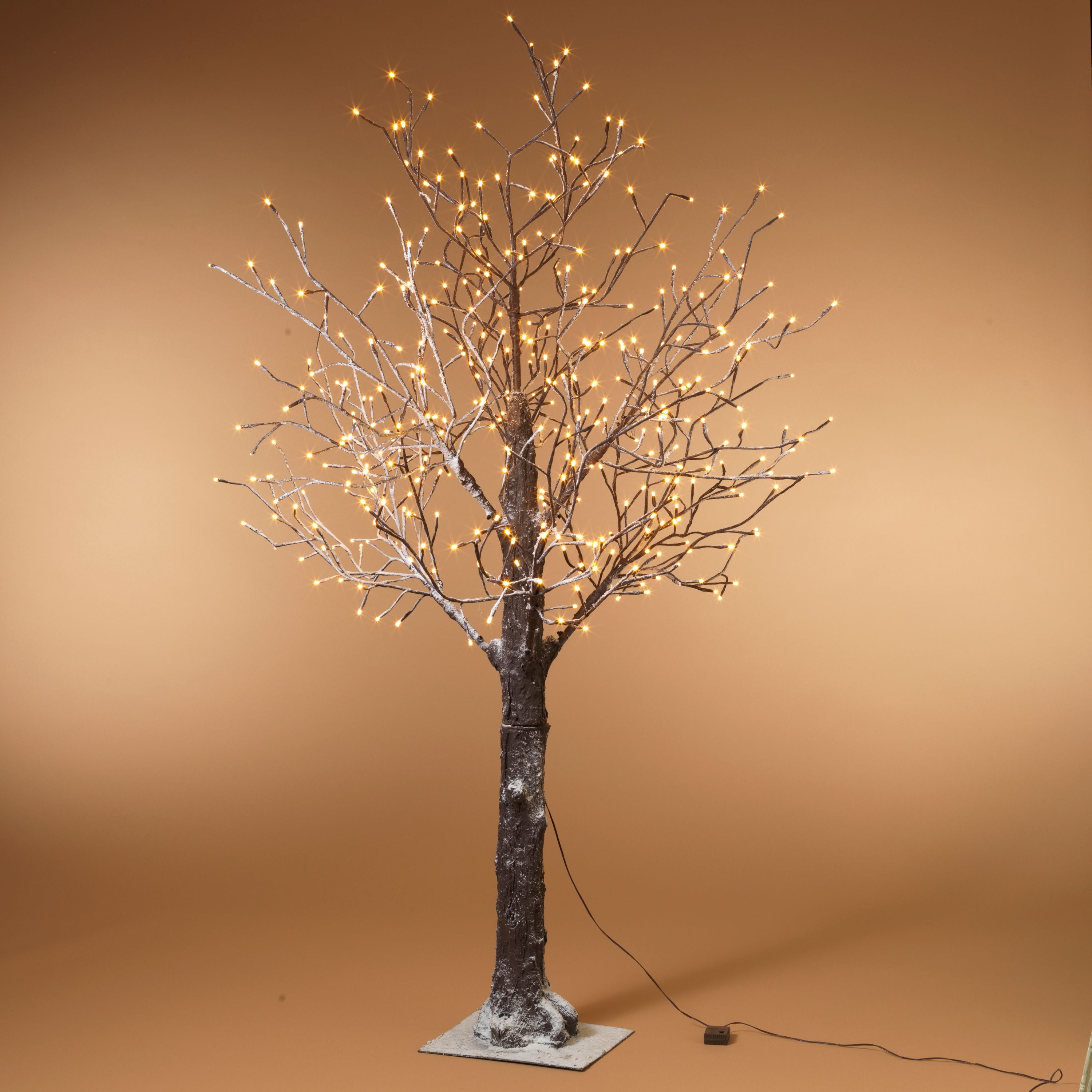 Gerson 6 Foot Electric Brown Wrapped Snowy Tree with LED