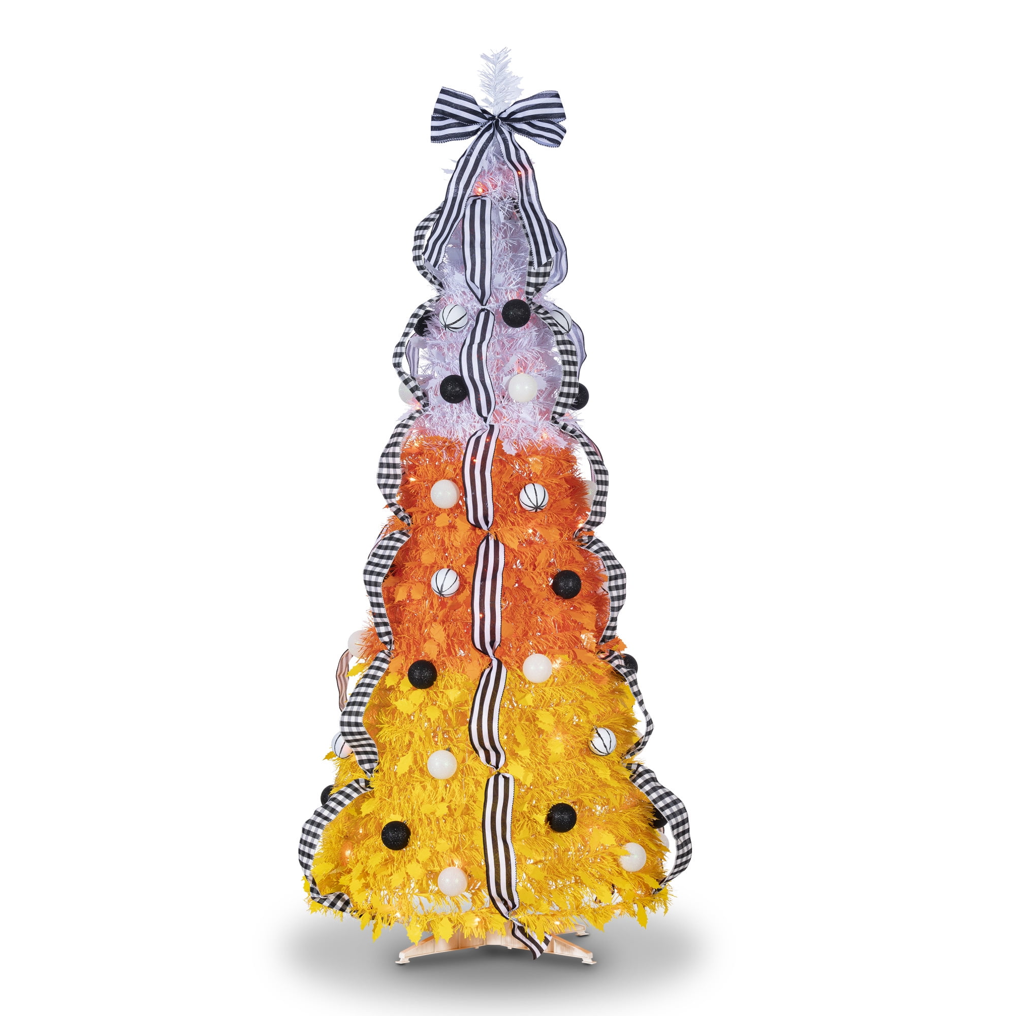 Gerson 6 ft. Pre Lit Orange LED Pop Up Candy Corn Halloween Tree ...