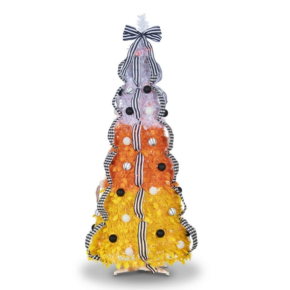Gerson 6 ft. Pre Lit Orange LED Pop Up Candy Corn Halloween Tree