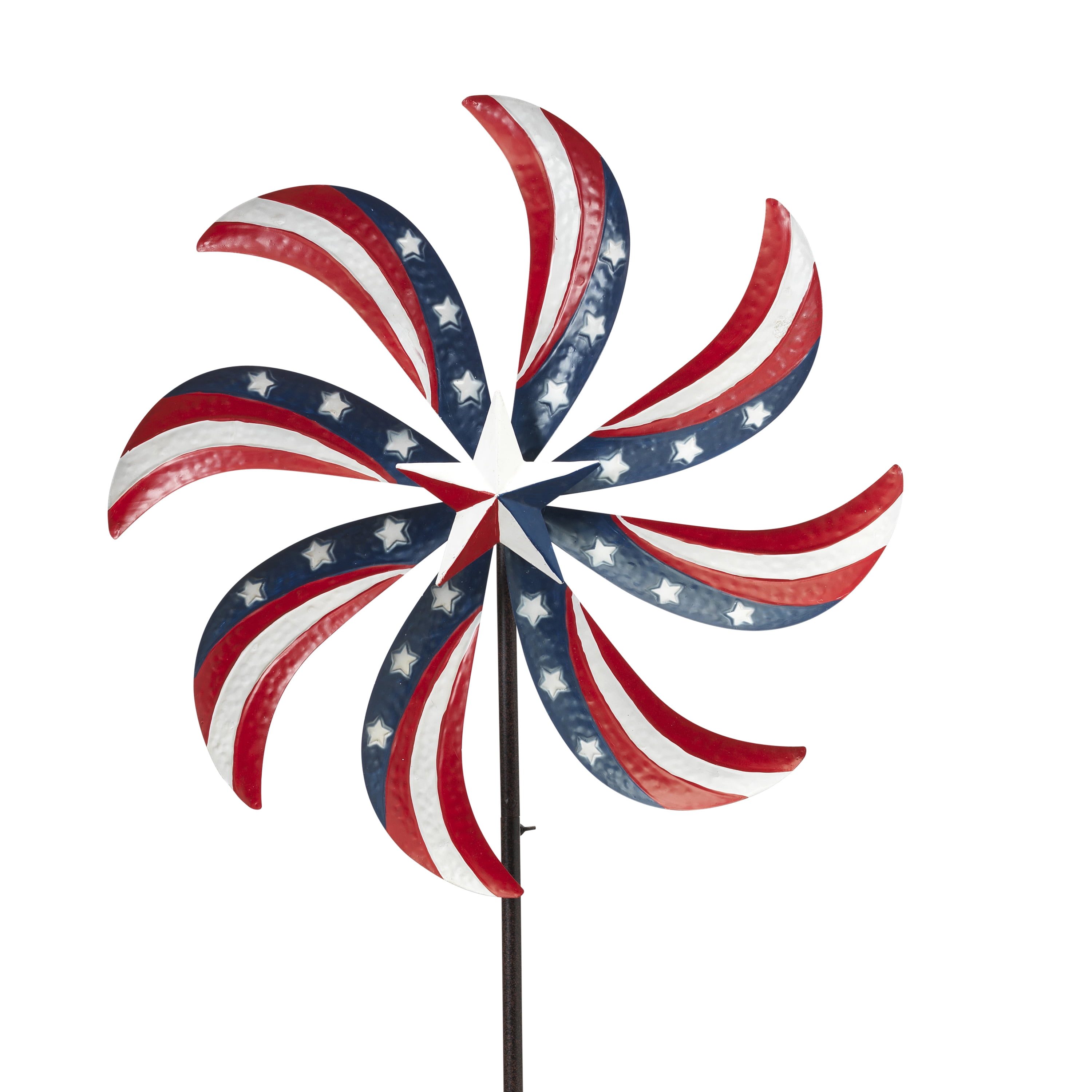 Gerson 63Inch Tall Metal Patriotic Yard Stake with Wind Spinner