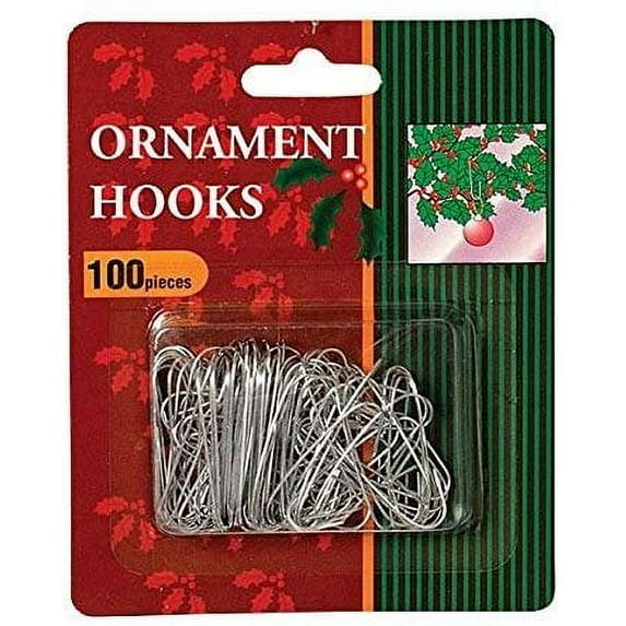 Gerson 93497 - 100-Pk 1.25" Silver Ornament Hooks in Blister Pack Christmas Ornament Hooks