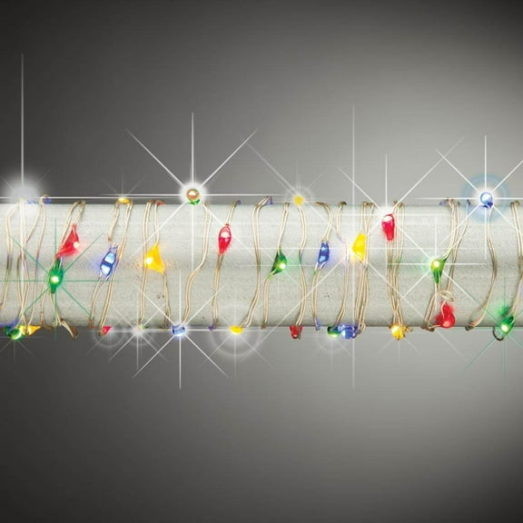 Gerson 93989 - 30 Light 5' Silver Wire Multi-Color Battery Operated LED Micro Miniature Christmas Light String Set with Timer