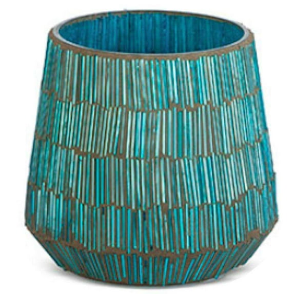 Gerson 94809 - 4.00"L x 4.00"W x 4.25"H Blue Glass Tapered Vase Home Decor Vases