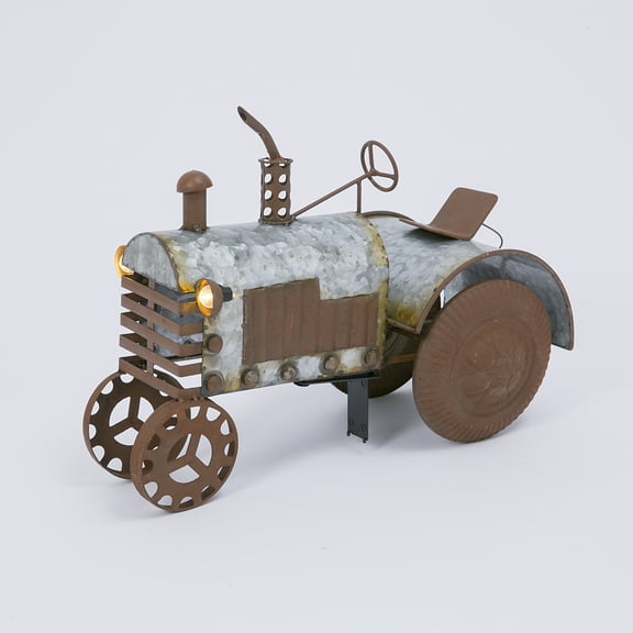 Antique galvanized 14.2in metal tractor