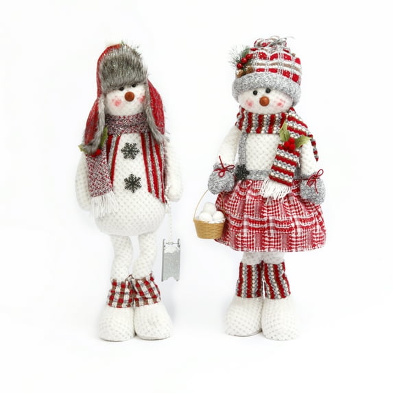 Gerson Assorted 28-Inch High Set of 2 Plush Snowman Figures