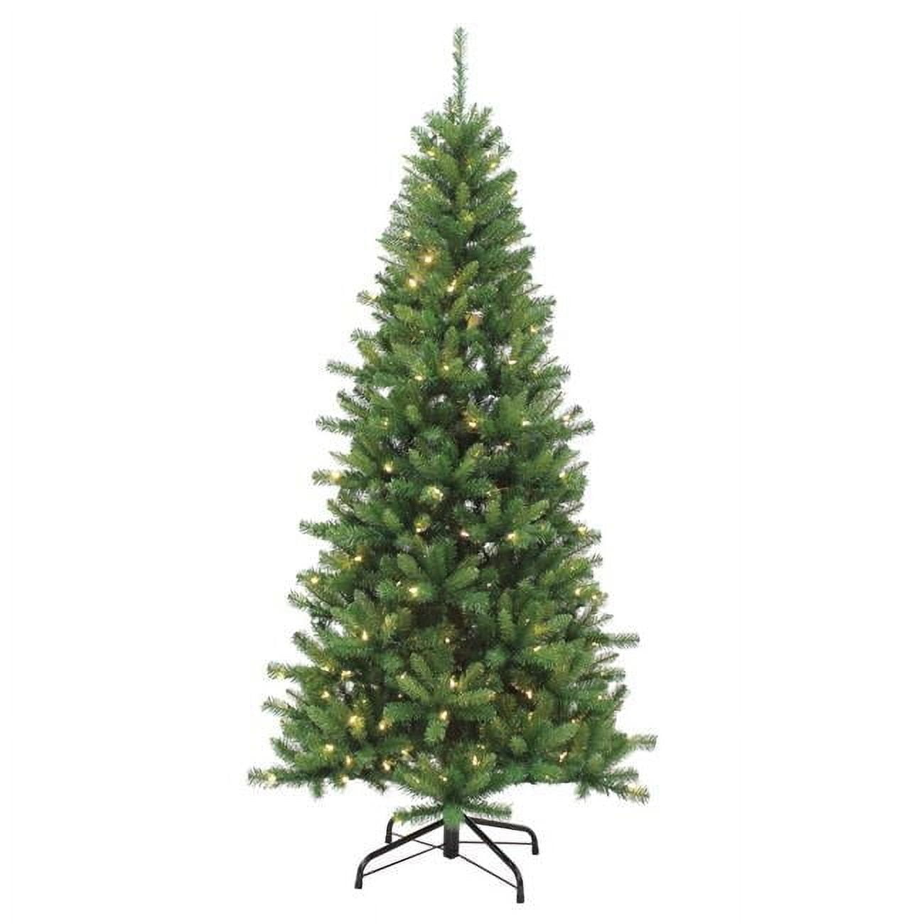 7' Green Pine Artificial Christmas Tree with Multi-Color LED Lights