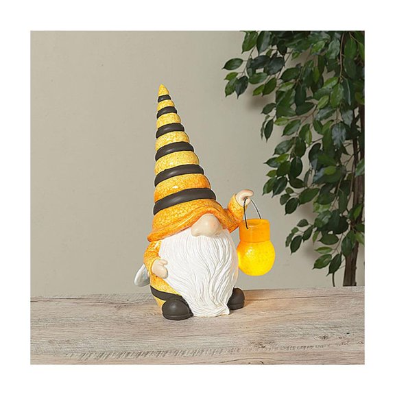 Gerson Company 13" H B/O Lighted Resin Bee Gnome
