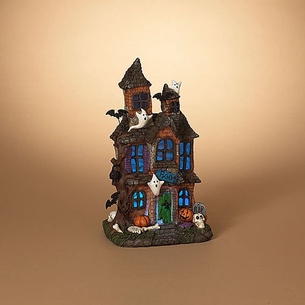 Gerson 2650360 Battery Operated Lighted Resin Haunted House Lighted ...