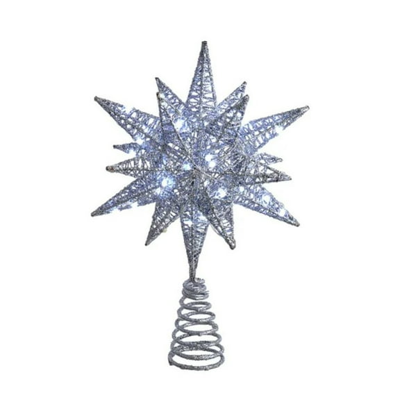 Gerson Company LED Silver Electric Lighted Starburst Tree Topper 10 inch
